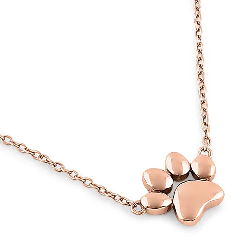 chokers for women-Sterling Silver Rose Gold Paw Necklace