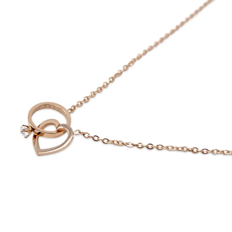 sophisticated necklaces for women-Stainless Steel 18K Rose Gold Plated Promise Necklace