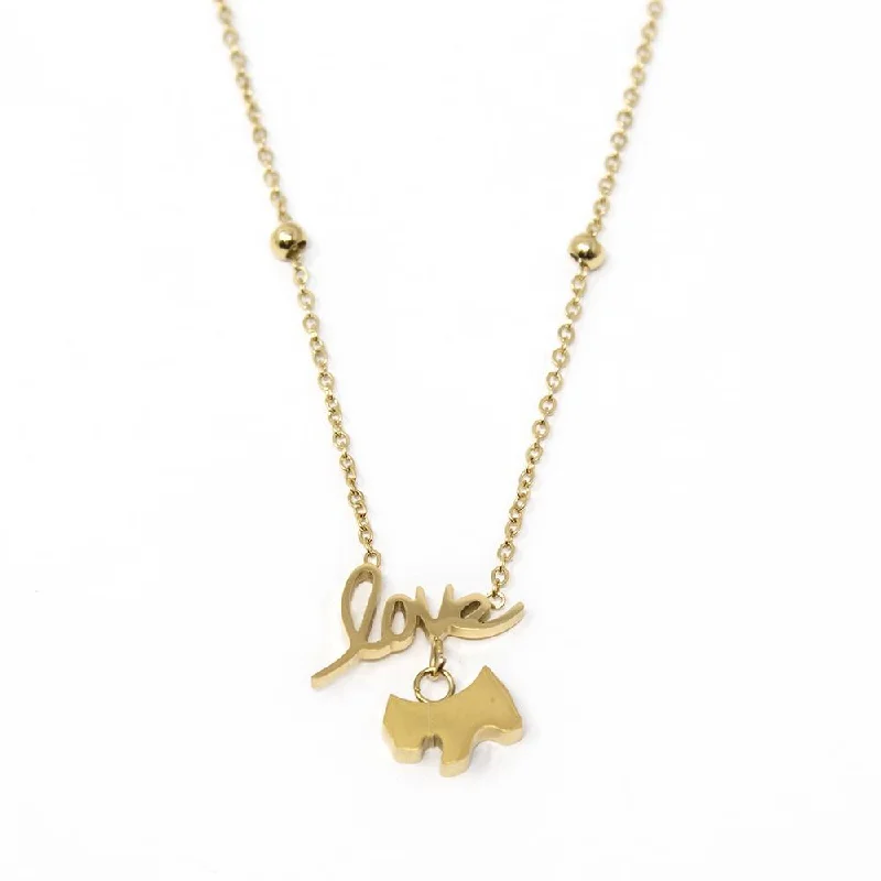 delicate necklaces for women-Stainless Steel Love Dog Necklace Gold Plated