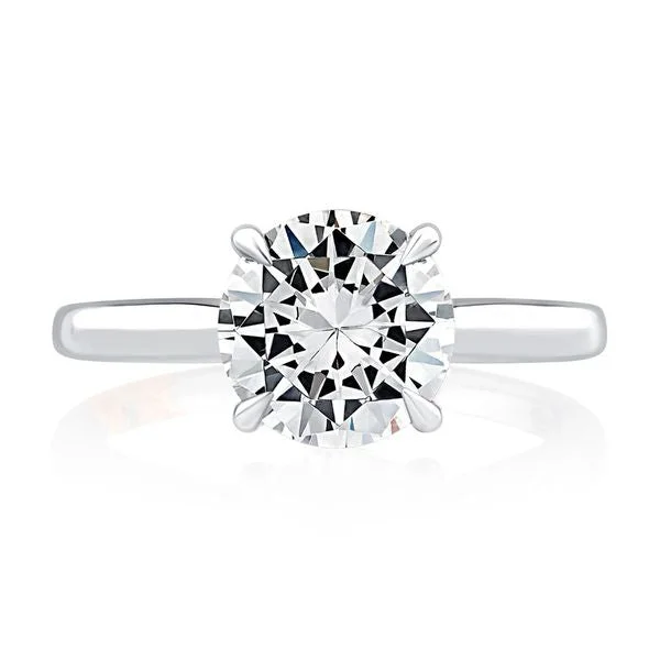 stackable engagement rings for women-A.Jaffe Engagement Rings Solitaire Round Center Diamond Engagement Ring with Peek-A-Boo Diamonds MECRD2543/208