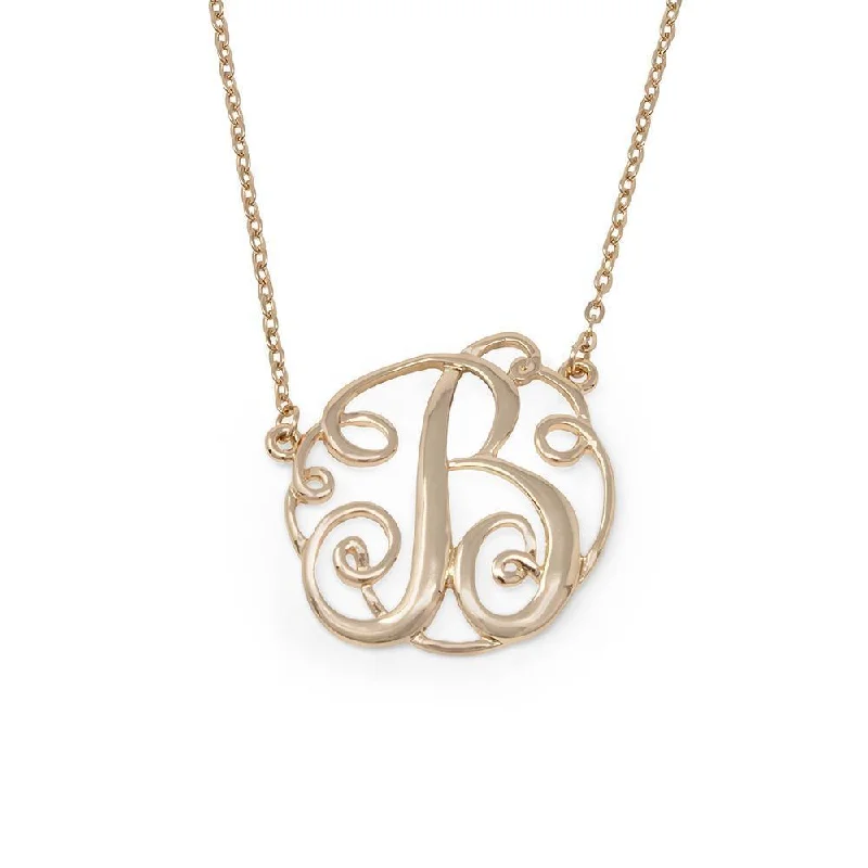 layered necklaces for women-Monogram Initial Necklace B Gold Tone