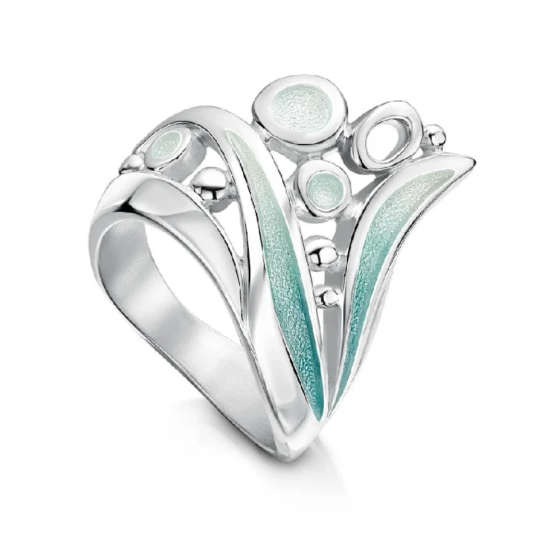 wedding rings for women-Arctic Stream Sterling Silver And Enamel Ring - ERX268-SURF