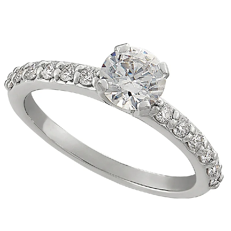 princess-cut engagement rings for women-Classic Common Prong Engagement Ring .03CT Diamonds