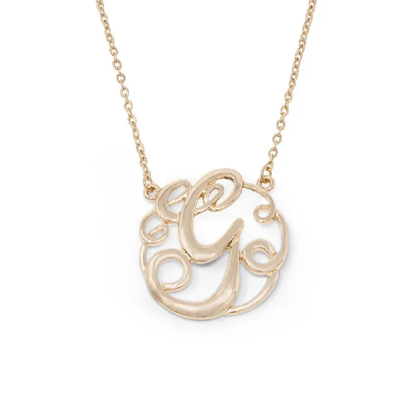 charm necklaces for women-Monogram Initial Necklace G Gold Tone