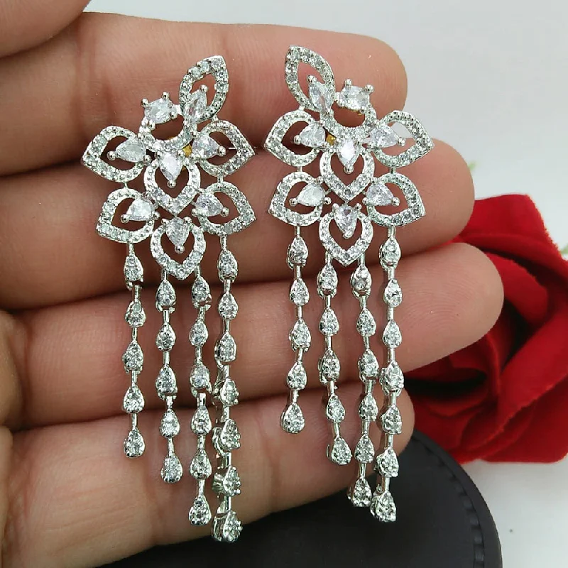 antique-style earrings for women-Manisha Jewellery Silver Plated AD Stone Dangler Earrings