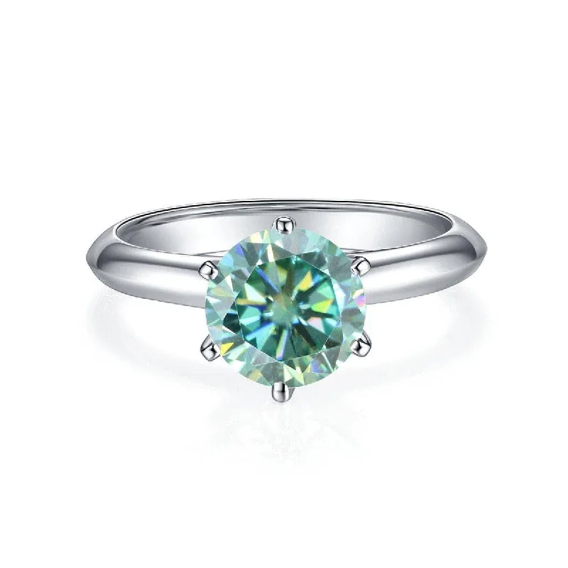 unique diamond engagement rings for women-3ct Round Green Diamond Solitaire Engagement Rings