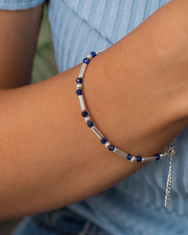 gemstone bracelets for women-Navy and Silver TS Bracelet