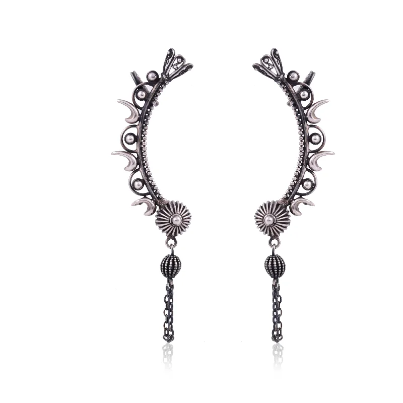 dazzling earrings for women-Silver Mountain Sterling Silver ear cuff earring