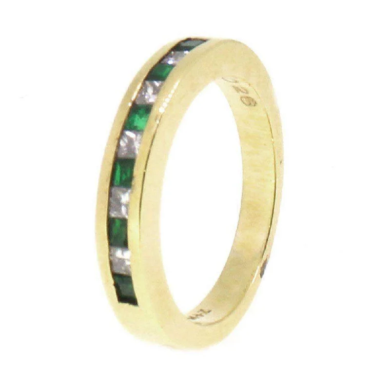 adjustable rings for women-18 Carat Gold Diamond And Emerald Ring -6893