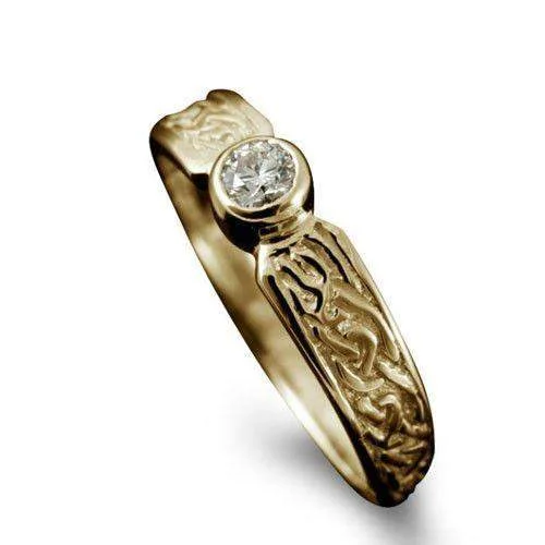 chic engagement rings for women-Celtic Diamond Ring in Gold, Platinum - Shetland-R128