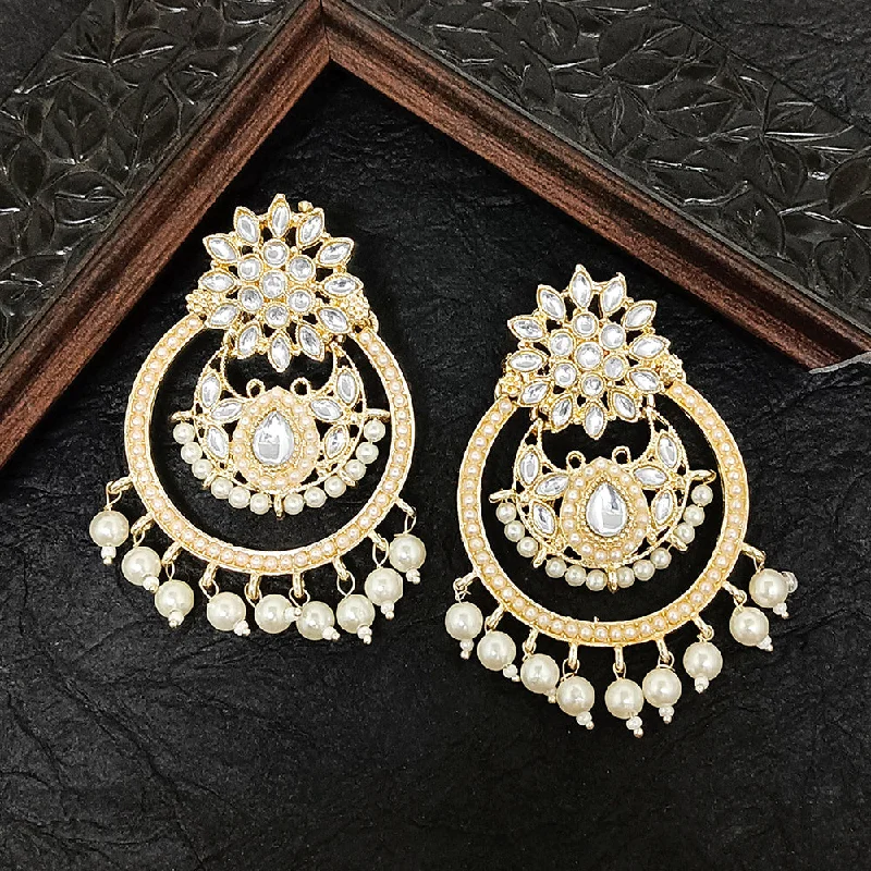 dazzling earrings for women-Bhavi Jewels Gold Plated Kundan Stone Dangler Earrings