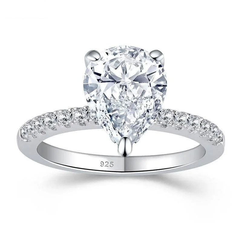 exquisite engagement rings for women-4ct Pear Cut Created Diamond Engagement Ring