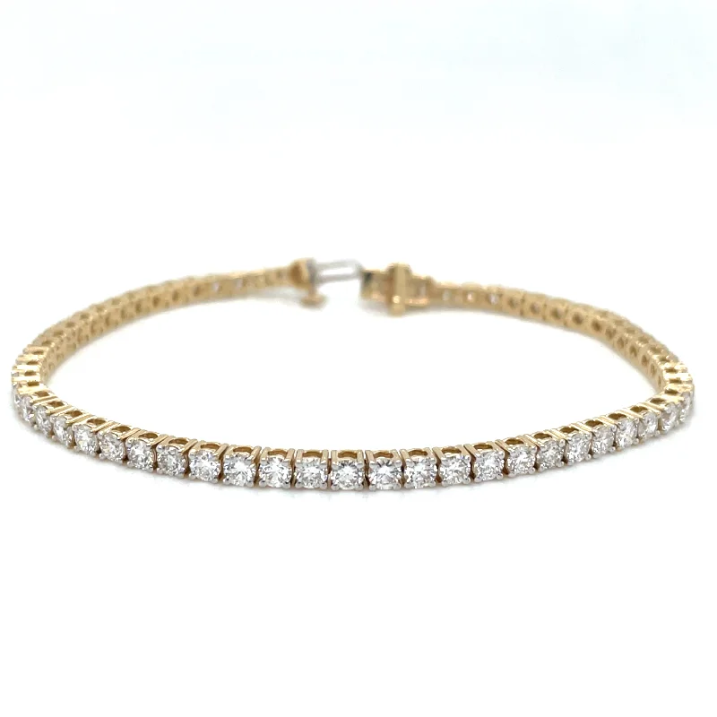 crystal bangles for women-14ct Yellow Gold 3.92ct Laboratory Grown Diamond Tennis Bracelet