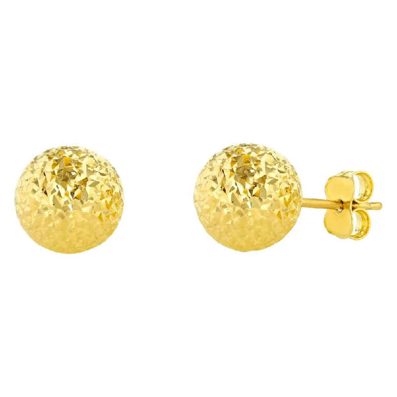 custom stud earrings for women-14k Yellow Gold Textured 8mm Ball Round Stud Earrings