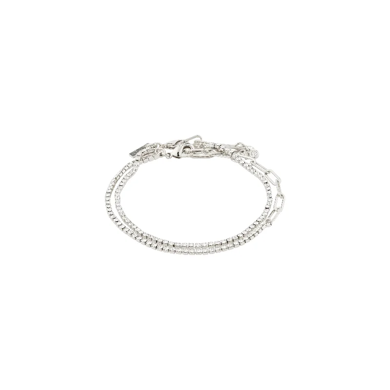 engraved bracelets for women-ROWAN crystal bracelet, 2-in-1, silver-plated