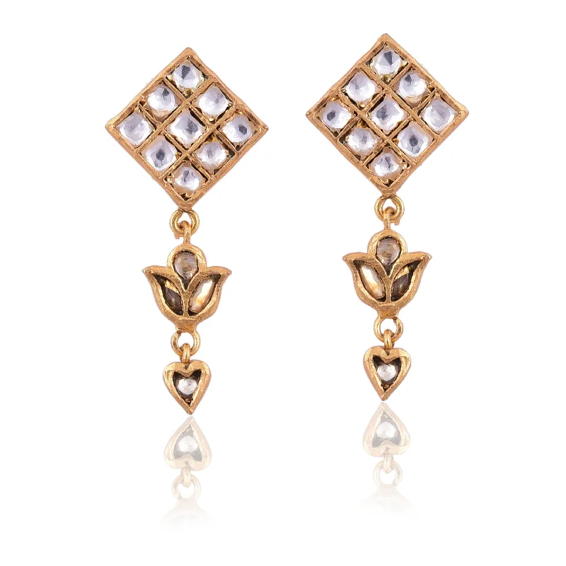 diamond earrings for women-Silver Mountain Silver gold plated Kundan Earring