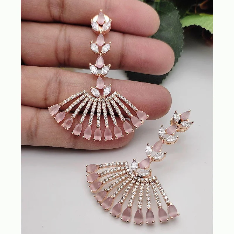 vintage diamond earrings for women-Manisha Jewellery Rose Gold Plated AD Stone Dangler Earrings