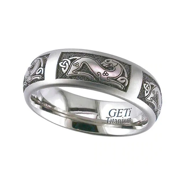 fashion gemstone rings for women-Celtic Titanium Ring - 2204-CD2