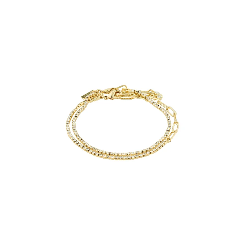 gemstone bracelets for women-ROWAN crystal bracelet, 2-in-1, gold-plated