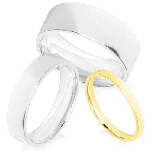 engagement ring sets for women-Mens Light Flat Court Wedding Band - Gold Platinum Palladium - 4-6mm