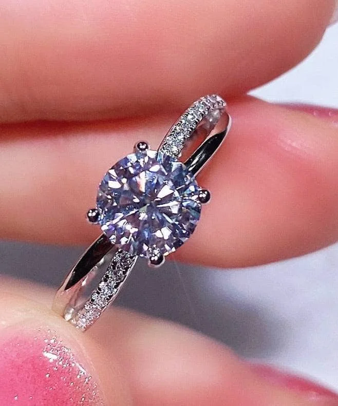 diamond engagement rings for women-6.5mm 1ct Round Cut Diamond Cross Design Engagement Ring