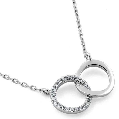 delicate gold necklaces for women-Sterling Silver Double Halo CZ Necklace