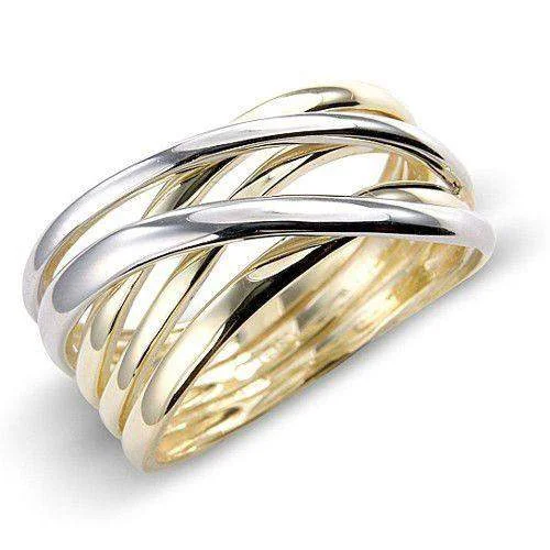 wedding ring sets for women-9ct Yellow & White Gold Crossover Ring -MM1T21Q