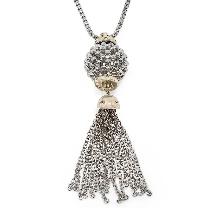 diamond necklaces for women-Two Tone Open Ball Tassel Pendant Necklace