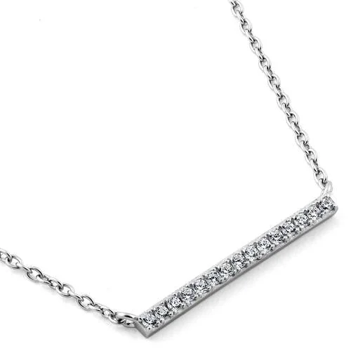 diamond pendant necklaces for women-Sterling Silver Bar CZ Necklace