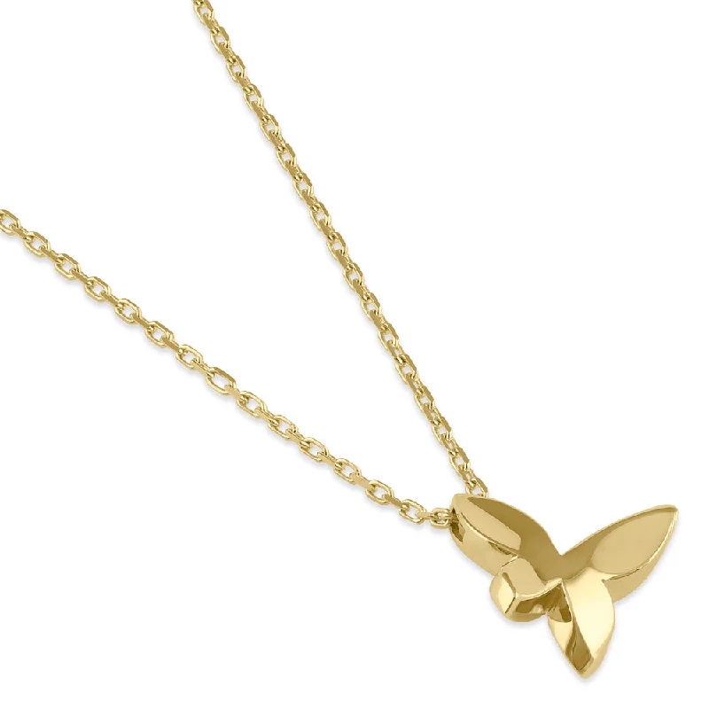 personalized charm necklaces for women-Solid 14K Gold Butterfly Necklace