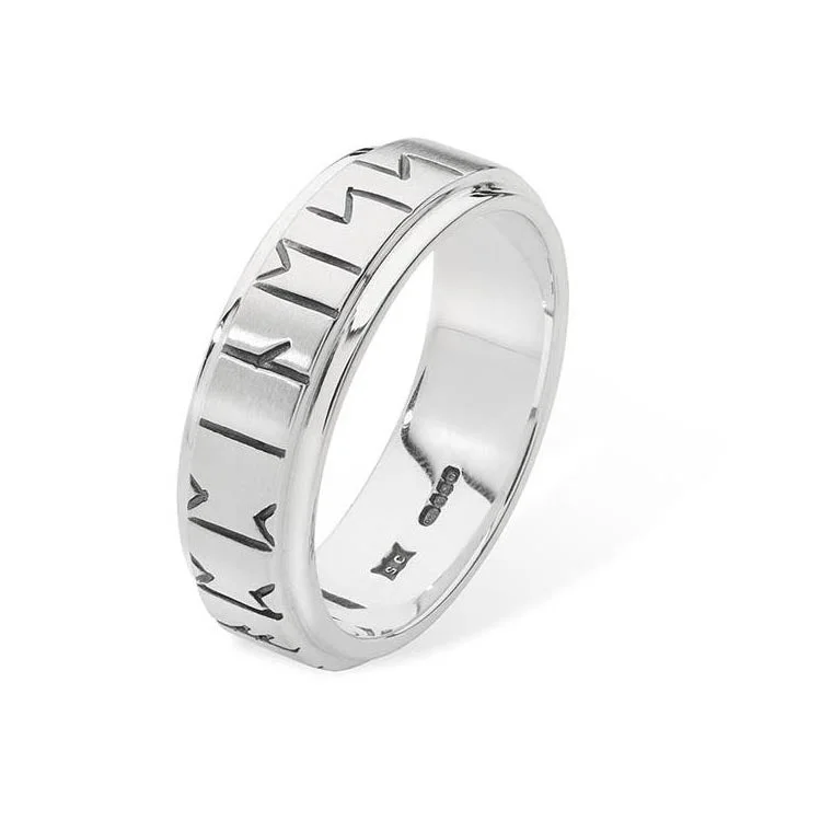 men's rings for women-Runic Sterling Silver Ring - 16032-2