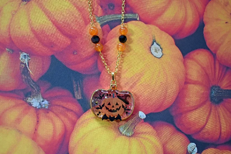 affordable gold necklaces for women-Witch Pumpkin Necklace