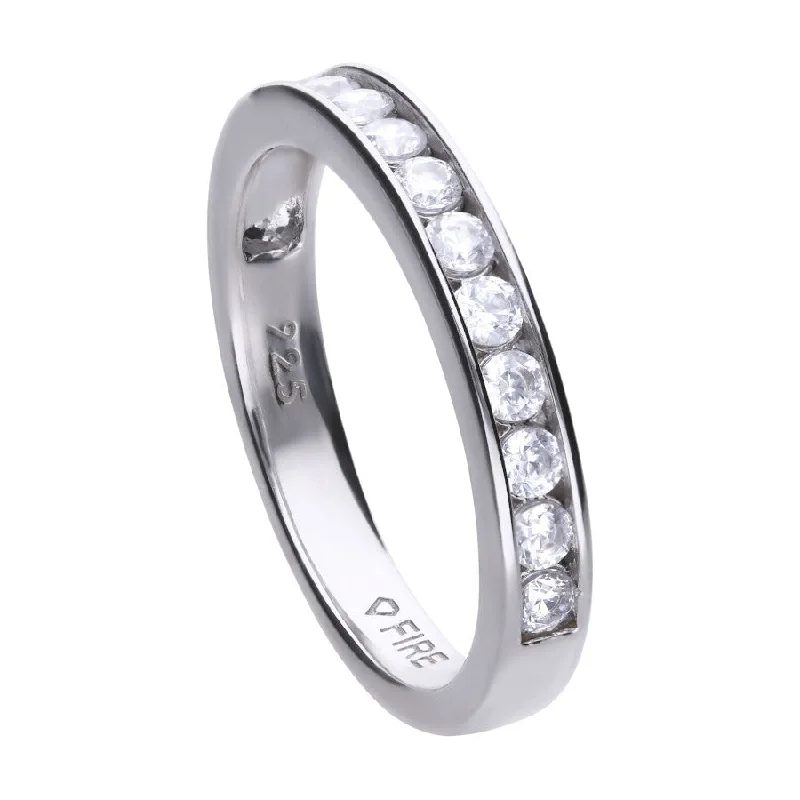 multi-band rings for women-Channel Bezel Set Ring - R3629