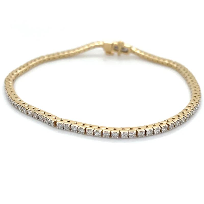 bridal bangle sets for women-14ct Yellow Gold 1.90ct Laboratory Grown Diamond Tennis Bracelet