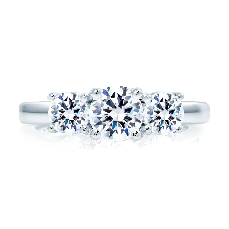 timeless engagement rings for women-A.Jaffe Engagement Rings Multi Three Stone Round Engagement Ring ME1704/100