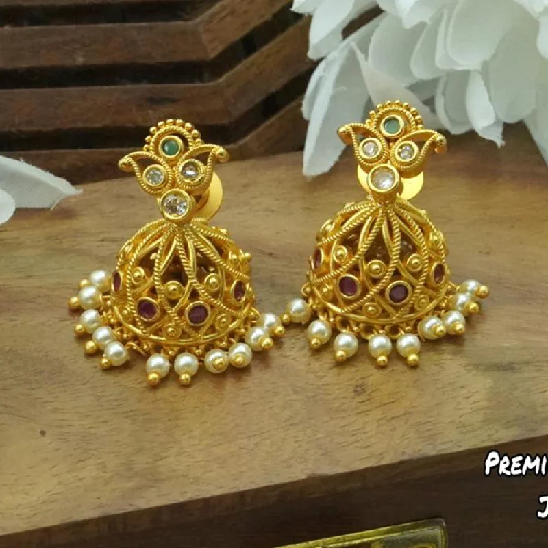 romantic earrings for women-Bhargav Arts Gold Plated Jhumki Earrings