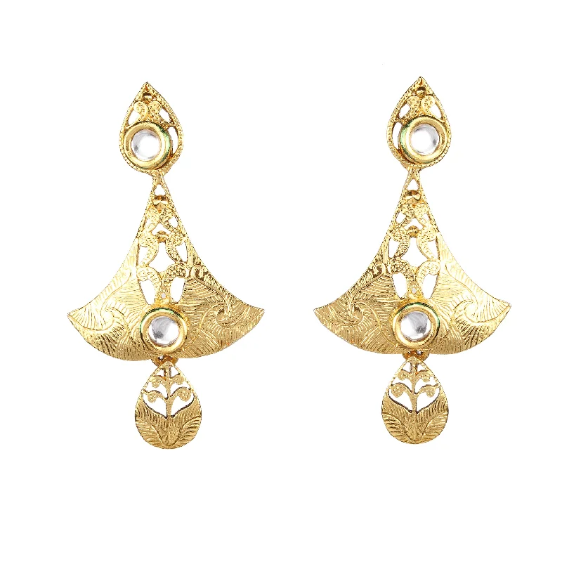 affordable diamond earrings for women-Amina Creation Gold Plated Dangler Earrings