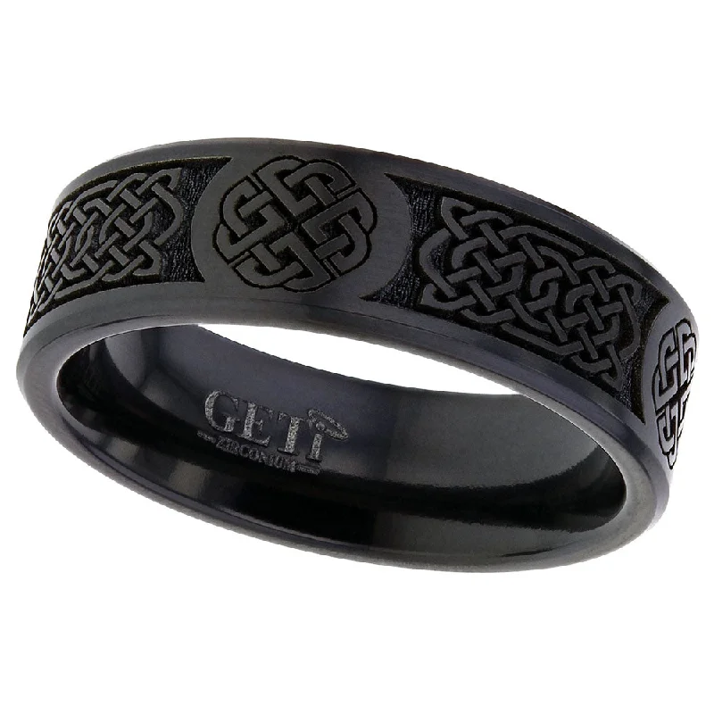 exclusive rings for women-Zirconium Celtic Knotwork Alternating Pattern Ring - 4026CHB-CW5