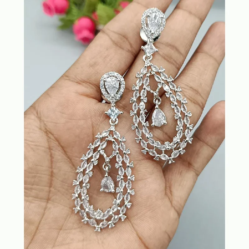 crystal drop earrings for women-Manisha Jewellery Silver Plated AD Stone Dangler Earrings