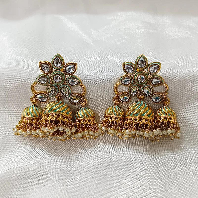 statement stud earrings for women-Bhavi Jewels Gold Plated Jhumki Earrings