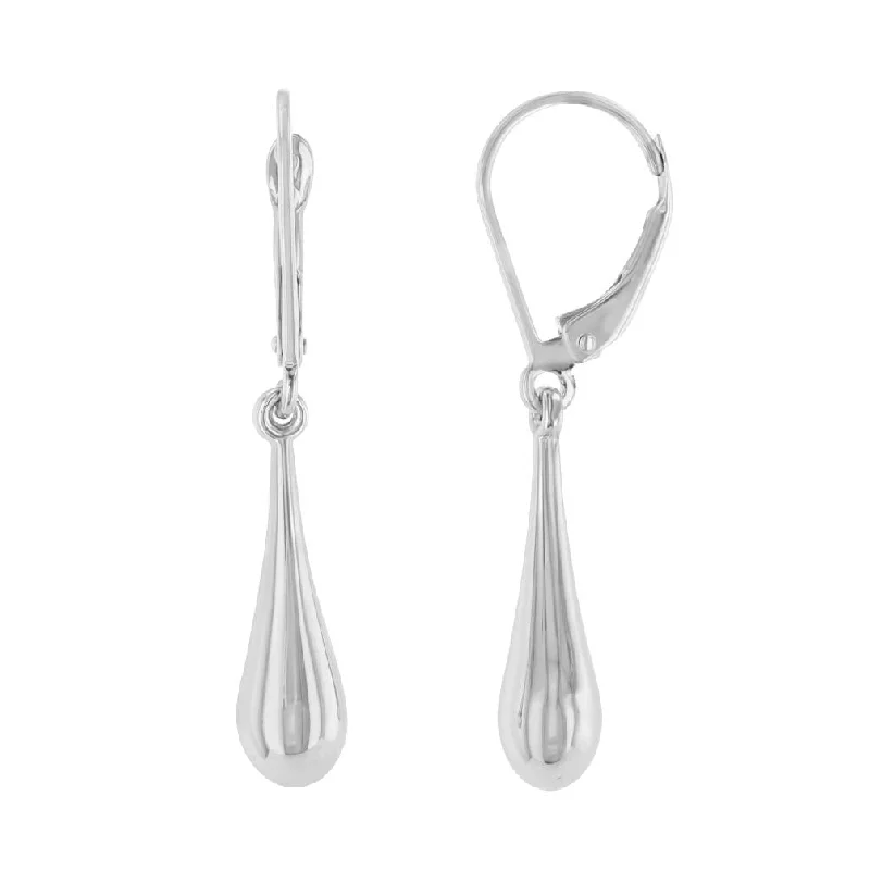 pearl stud earrings for women-14k White Gold Plain and Simple Teardrop Dangle Drop Earrings