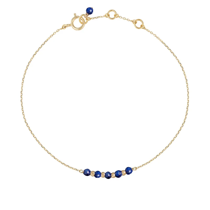 wedding bracelet sets for women-Gold Bead Bar Bracelet Lapis Lazuli - 18k Gold