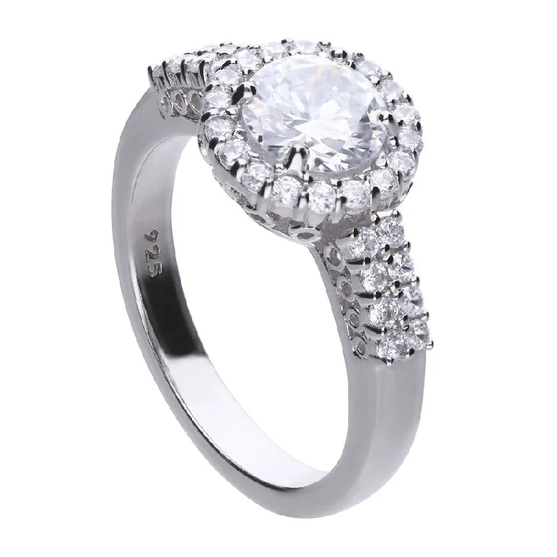 luxury rings for women-Double Pave Solitaire Ring - R3634