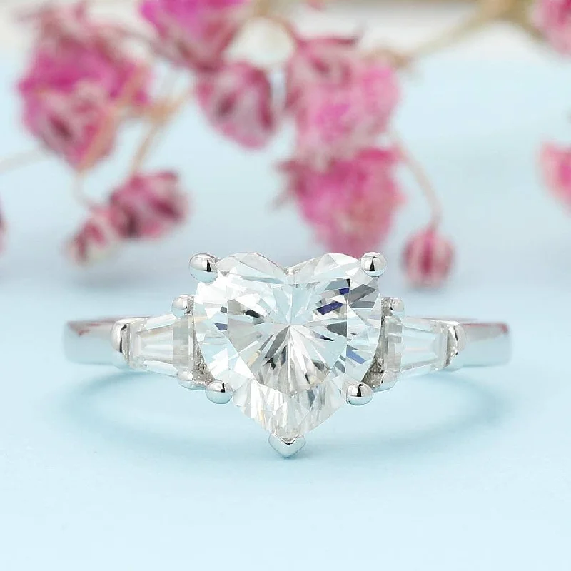 custom-made engagement rings for women-2.0ct Heart Shaped Diamond Three-Stone Engagement Ring