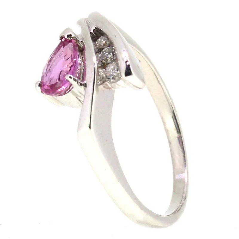 statement rings for women-18 Carat White Gold Diamond and Pink Sapphire Dress Ring