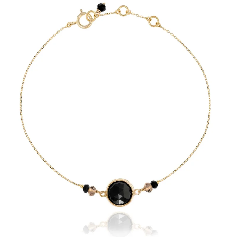 luxury bangles for brides-Precious Chain Bracelet Black Onyx - 18k Gold