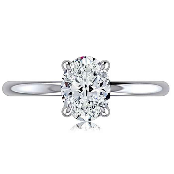 antique engagement rings for women-A.Jaffe Engagement Rings Classic Four Prong Solitaire Oval Diamond Engagement Ring with Hidden Halo MECOV2957L/157B