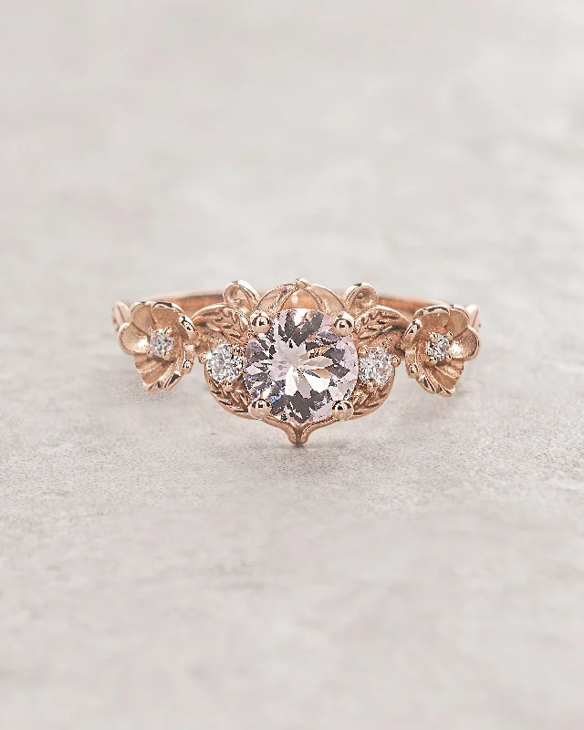 vintage engagement rings for women-Engagement ring with pink morganite in rose gold / Adelina