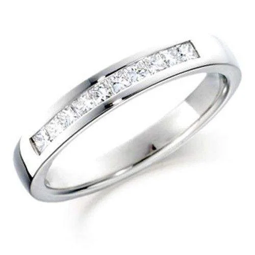 vintage-inspired rings for women-Princess Cut Diamond Half Eternity Ring 0.25ct in Gold, White Gold or Platinum - HET100