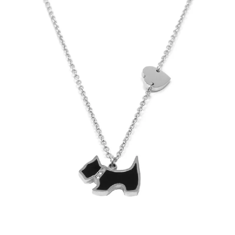 unique necklaces for women-Stainless Steel Onyx Dog Necklace